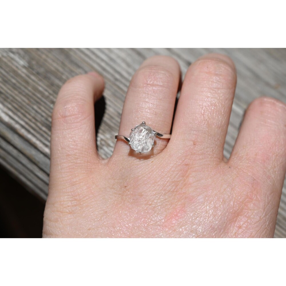 Engagement ring Sterling Silver Lake County Diamond Ring, Rough Raw Diamond , Un